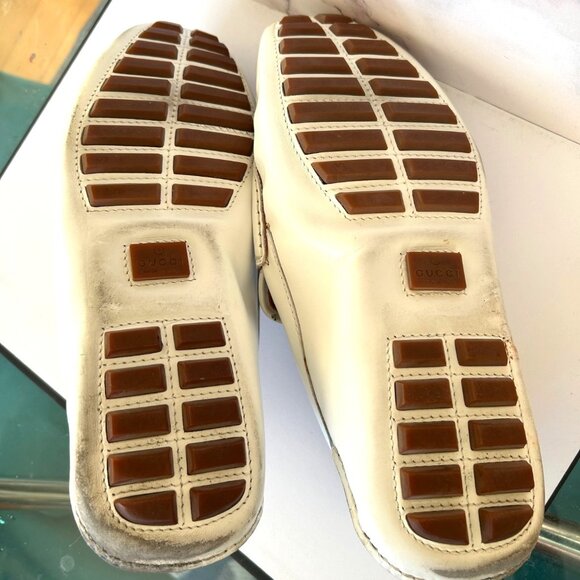 GUCCI White Leather GG Supreme Drivers Mens Loafers  Size 10.5 G / 11.5 US main image 15